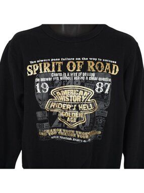Biker Sweatshirt Womens Size Medium Black Riders Hell Spirit Of The Road